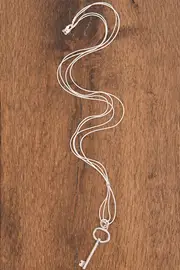 Key Pendant Double Fine Chain & Cord Necklace--ADO-ANC-0573
