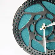 Handmade Clock - Turquoise Bicycle Disc Rotor Wall Clock - Made from Recycled Parts