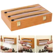 Bamboo Food Wrap Dispenser Reusable Bamboo Cling Wrap Dispenser Storage lelOK