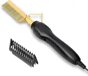 Hot Comb: Professional Electric Ceramic Press Comb for Beard/Hair Straightening - Men and Women's Straightener for Travel and Home Use