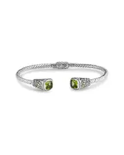 Samuel B. 18K & Silver 4.00 ct. tw. Peridot Twisted Cable Bangle Bracelet