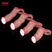 FAAK Reusable Sheath Silicone Penis Sleeve S M L XL Open-ended Enlargement Men