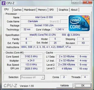 華碩P7H55-M-CM5575-DP_MB主機板+Core i3-550處理器+8G DDR3 記億體【附擋板與風扇】