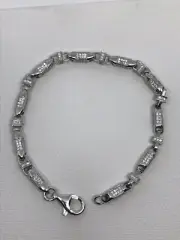 925 Genuine Sterling Silver Hallmarked Mens 4mm SQUARE CZ DESIGN LINK BRACELET