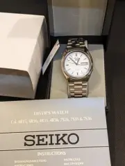 SEIKO 5 SNXF05K Automatic Arabic English Day White Dial Silver Watch Working
