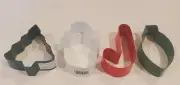 NEW Lot 4 WILTON Christmas Cookie Cutters TREE Snowman LIGHT Stocking Metal