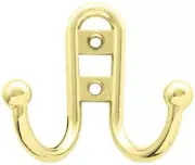 (12 Pack) Brass Plated Robe Hook - Double Ball Hook