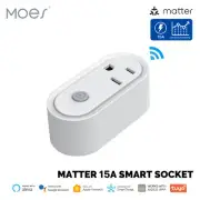 MOES Matter Smart Plugs WiFi Outlet 15A Energy Monitoring Alexa Google APP Timer