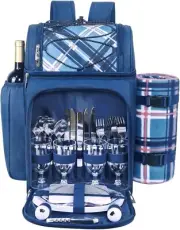 Picnic Basket Backpack for 4 Person with Insulated Leak Proof Cooler Compartment