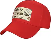[FSCEV] Hairy Ferret Solid Color Curved Brimmed Duckbill Cap Men's and Women's Outdoor Sports Baseball Hat, Red, One size