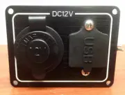 WEATHERPROOF MARINE CIGARETTE SOCKET PANEL WITH ONE USB DUAL PORT 12VDC