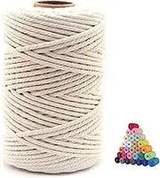 FLIPPED 100% Natural Cotton Macrame Cord,5mm x110 Yards Macrame Cords Colored Cotton Macrame Rope Craft Cord for DIY Crafts Knitting Plant Hangers Christmas Wedding Décor(Beige, 5mm110yards)