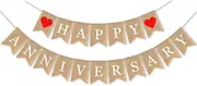 SWYOUN Burlap Happy Anniversary Banner Party Bunting Garland Wedding Decoration Supplies
