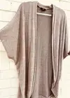 New I.N. San Francisco Mocha Brown Light Shawl Open Cardigan Top Small