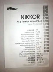 Nikon AF-S Nikkor 35mm f1.4G User's Manual