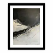Blue Gold Waves Framed print Art Poster