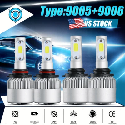 IRONWALLS LED Headlight 9005+9006 Combo Bulbs High Low Beam 4000W 600000LM White