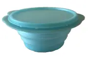 NEW Tupperware Flat-Out Bowl w/ Seal Round Collapsible Container 3 Cups Blue