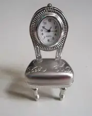 Silver Finish Number Dial Antique Look Chair Mini Collectible Fashion Desk Clock