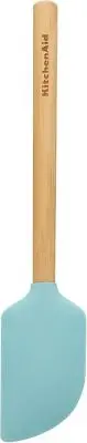 KitchenAid Universal Bamboo Handle Scraper Spatula, 11-Inch, Aqua