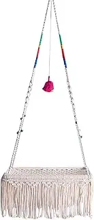 Boho Cat Swing Bed,Wall Mounted Boho Swing Hammock for Cat | Space Saving Cat Macrame Tassel Basket Swing Nest for Cats