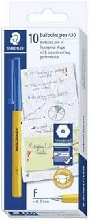 Staedtler Stick 430 Fine Ballpoint Pen, Blue (Pack of 10)