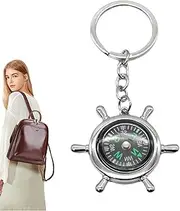 Portable Compass, Outdoor Survival Compass Keychain, Fine Grinding Process Compass Keyring for Mountaineering, Field Practice, Hiking, Camping, Exploration
