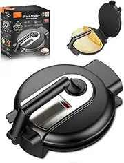 Generic 1400W Electric Roti Maker, Double-Sided Heating Chapati Maker, Non-Stick Coating, Black & Silver, Modern Style