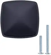 Amazon Basics Traditional Square Cabinet Knob, 3.2cm Diameter, Flat Black, 10-Pack