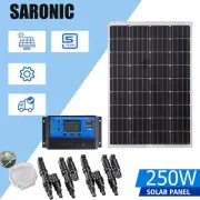 250W 12V Solar Panel Kit Generator Camping Power Battery Charger Mono Controller