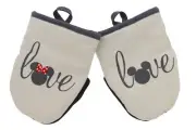 Disney Kitchen Neoprene Mini Oven Mitts, 2pk 5.5" x 7" Mickey and Minnie Love
