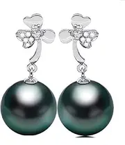 [GOWE] 10-11mm Tahitian Pearl Drop Earrings Flower Earring with Pearl Gold