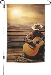 Western Music Garden Flag 12x18 in Double Sided Print Yard Flags Indoor Outdoor Holiday Flag for Outside Banner Photo Backdrop for Home Decoration
