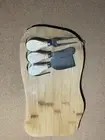 New Cutting Board Wooden ￼3-pc Serving Knifes Set Included Great For Cheese Deli
