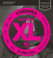 D'Addario ECB81-5SL 5-String Bass Guitar Strings Light, 45-132, Super Long Scale