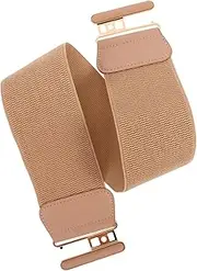 [BESPORTBLE] Adjustable Elastic Wide Belt for Women Stylish Double Oval Buckle Versatile Fashion Accessory Luxurious Artificial for Casual Outfits and Dresses