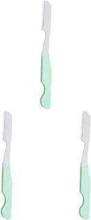 LALAFINA 3pcs Facial Hair Removal Tool Eyebrow Razor Shaver Portable Stainless Steel Non-slip Random Color