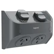Legrand Aqua Life Double Weatherproof Powerpoint (2 Terminals) 10A Cement Grey