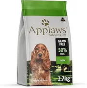 [Applaws] Grain Free Duck Dry Dog Food - With mashed pumpkin, spinach and blackberries, for all breeds and all life stages, 2.7 kg, pack of 4