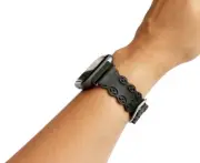 Fitbit Versa 2 Watch Band Black Lace Leather Fitbit Versa Strap Fitbit Bracelet