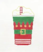 Rachel Donley Elf's Belt Coffee Cup Handpainted Needlepoint Canvas 321