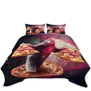 Cool Crazy Art Funny Space Sloth with Pizza Coverlet