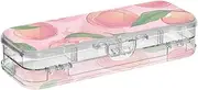 [Amooorous] Cute Cartoon Peach Pink Designed Clear Pencils Box Double-Deck Boxes Pens Case For Kids With Snap Lid