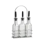 Argon Tableware Olive Oil Pourer Bottles with Stand - 170ml - Pack of 3