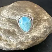 Womens Blue Larimar Navajo Sterling Silver Ring Size 7 17663