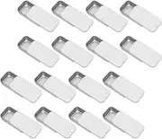 16 Pcs Small Slide Top Tin Lip Balm Tins with Lids, Cosmetic Sample Metal Silver Rectangular Metal Tins Containers for Lip Balm, Cosmetic, Candles, Salve, Make Up, Eye Shadow, Powder, Tea