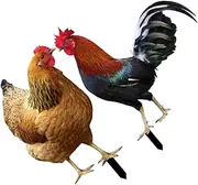 JOINPAYA Realistic Chicken Stake Set Garden Stake Art Rooster Hen Decor Easy to Install Yard Sign