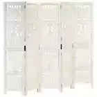 vidaXL Hand carved 5-Panel Room Divider White 200x165 cm Solid Mango Wood 2BB