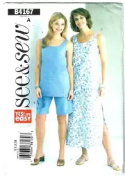 Butterick See and Sew Sewing Pattern 4167 Top Dress Shorts Size XS-M