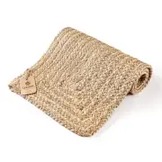Farmhouse Jute Burlap Braided Table Runner 36 Inches Long - 13x36 Natural Jut...